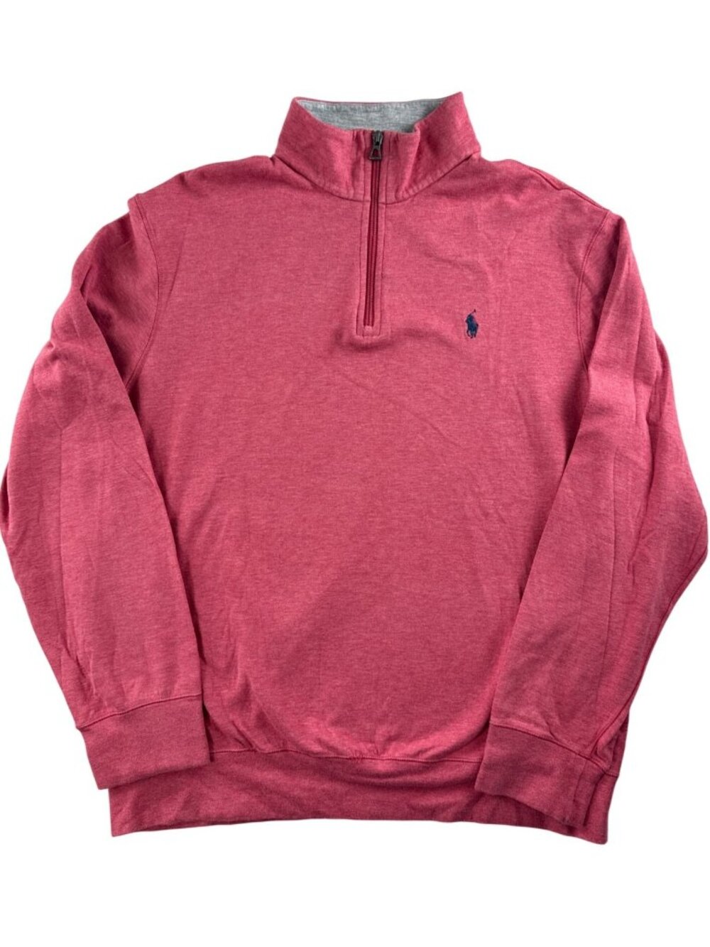 Polo Ralph Lauren Performance Mens L Red 1/4 Zip Pullover Soft Cotton Blend